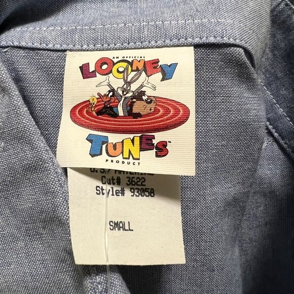 Vintage 90s Looney Tunes Button Down Shirt Embroidered Size Small NWT - Picture 5 of 8